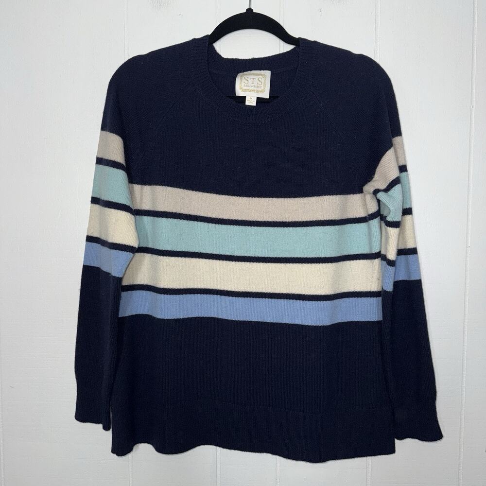 Sail To Sable STS Women’s 100% Wool Striped Sweater Blue Size Medium